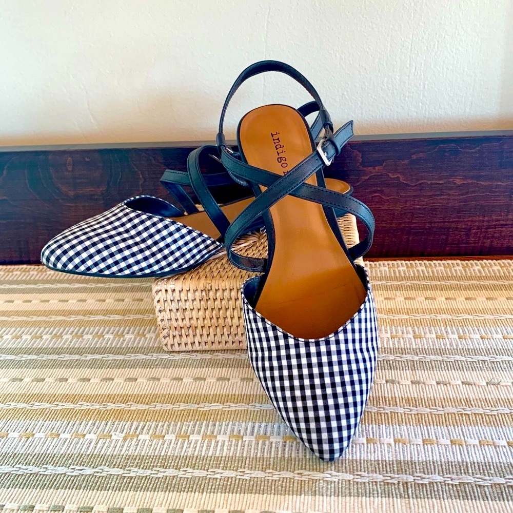 🎉HP‼️💥Indigo Rd Black & White Gingham flats - Size 7.5✨✨✨ - Picture 1 of 12